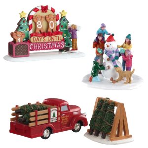 Lemax Snowman Teamwork, Tree Delivery, Gingerbread Count Christmas Village