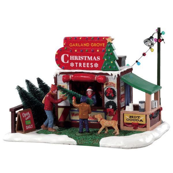 Lemax Multicolored Garland Grove Tree Lot Christmas Village