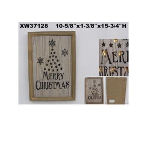 Celebrations Gold/Tan Light-Up Sign Christmas Decor