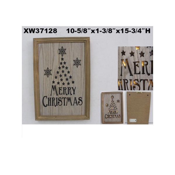 Celebrations Gold/Tan Light-Up Sign Christmas Decor