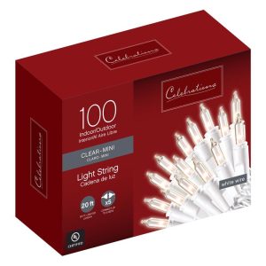 Celebrations Incandescent Mini Clear/Warm White 100 ct String Christmas Lights 20.625 ft.