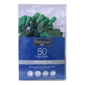 Celebrations LED C6 Clear/Warm White 50 ct String Christmas Lights 16 ft.