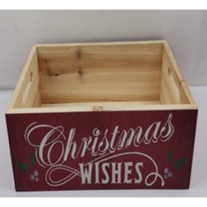Open Road Brands Red Wood Crate Indoor Christmas Decor