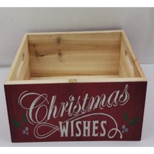 Open Road Brands Red Wood Crate Indoor Christmas Decor