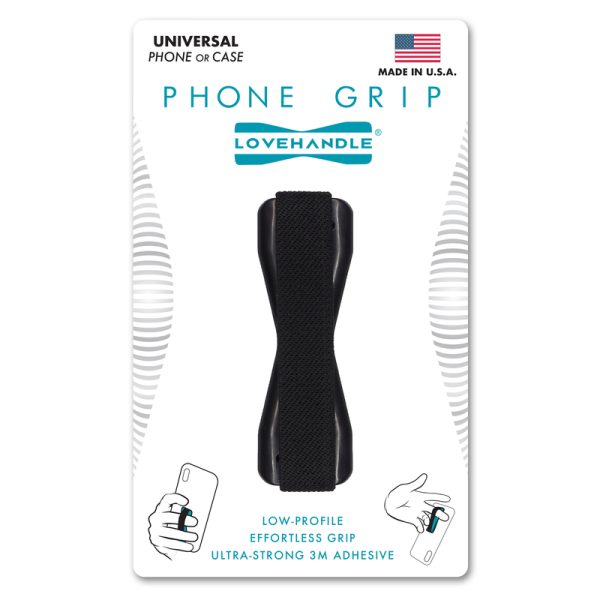 LoveHandle Black Solid Black Phone Grip For All Mobile Devices
