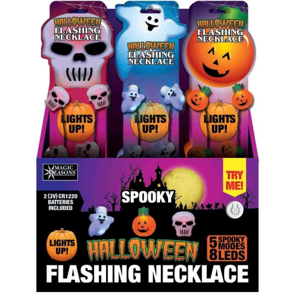 Magic Seasons Assorted .75 in. Prelit Spooky Flashing Bulb Necklace Accessory