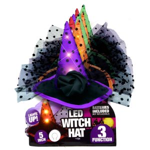 Magic Seasons Multicoloured 5 in. Prelit Witch Hat Headbands Halloween Decor