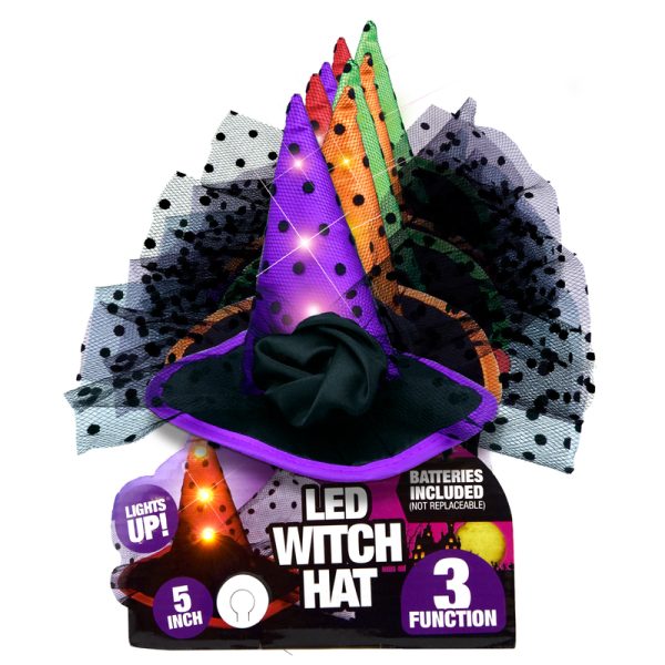Magic Seasons Multicoloured 5 in. Prelit Witch Hat Headbands Halloween Decor