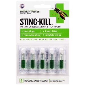 Sting Kill Clear/Green Anesthetic Swabs 5 pk