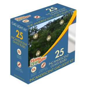 Holiday Bright Lights Incandescent G40 Globe Clear/Warm White 25 ct String Christmas Lights