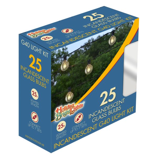 Holiday Bright Lights Incandescent G40 Globe Clear/Warm White 25 ct String Christmas Lights