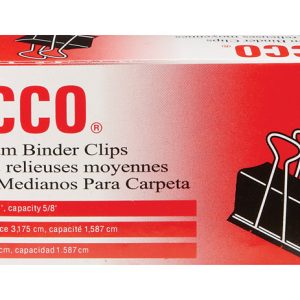 Acco Medium Black/Silver Binder Clips 12 pk