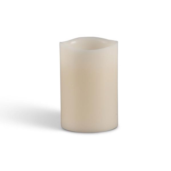 Everlasting Glow Bisque Vanilla Scent Melted Edge Pillar Flameless Flickering Candle