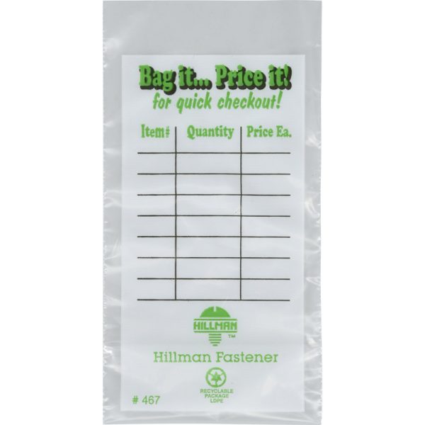 Hillman 4 in. W X 8 in. L Clear Fastener Bags 100 pk