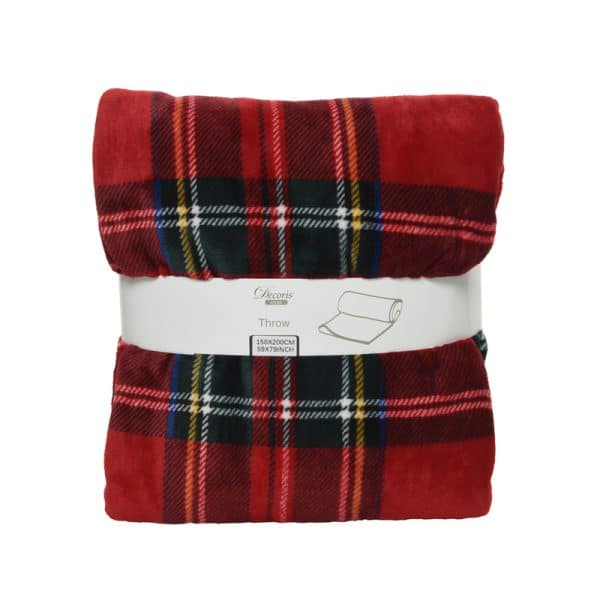 Decoris Multicolored Plaid Blanket Indoor Christmas Decor 1 in.