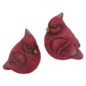 Gerson Red Sleeping Cardinal Figurine Indoor Christmas Decor