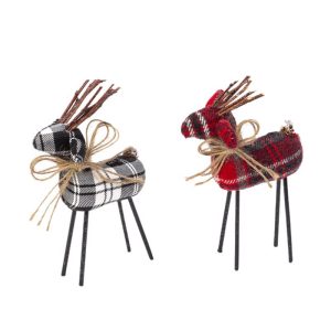 Gerson Assorted Plaid Deer Figurine Indoor Christmas Decor