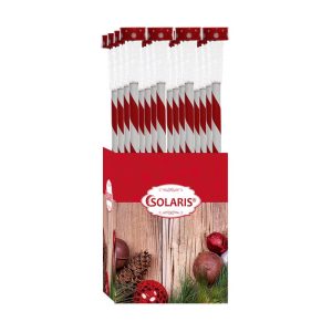 Alpine LED White 23.3 in. Solar Candy Cane Striped Stake Pathway Decor