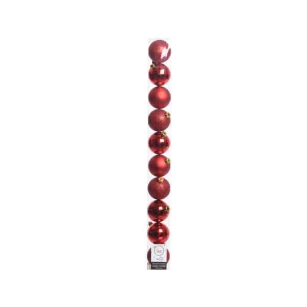 Decoris Red Shatterproof Baubles Indoor Christmas Decor 2 in.
