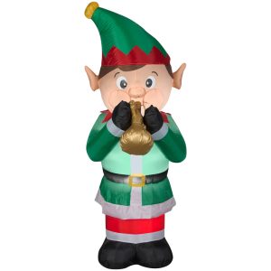 Gemmy LED 72 in. Elf Playing Trumpet Inflatable