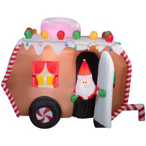 Gemmy LED 68 in. Gingerbread Trailer Inflatable