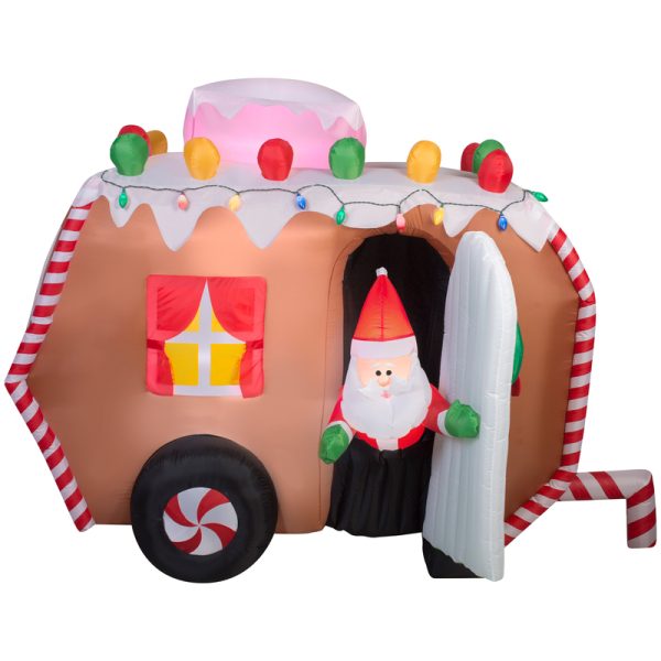 Gemmy LED 68 in. Gingerbread Trailer Inflatable