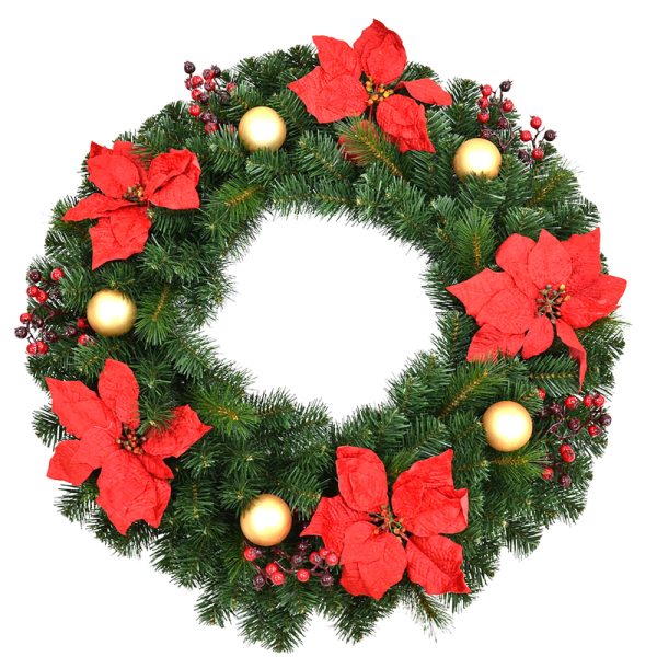 Celebrations Home 30 in. D LED Prelit Warm White Poinsettia Wreath