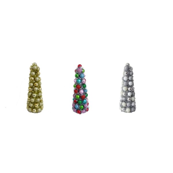 F C Young Assorted Glitter Ball Cone Tree Indoor Christmas Decor
