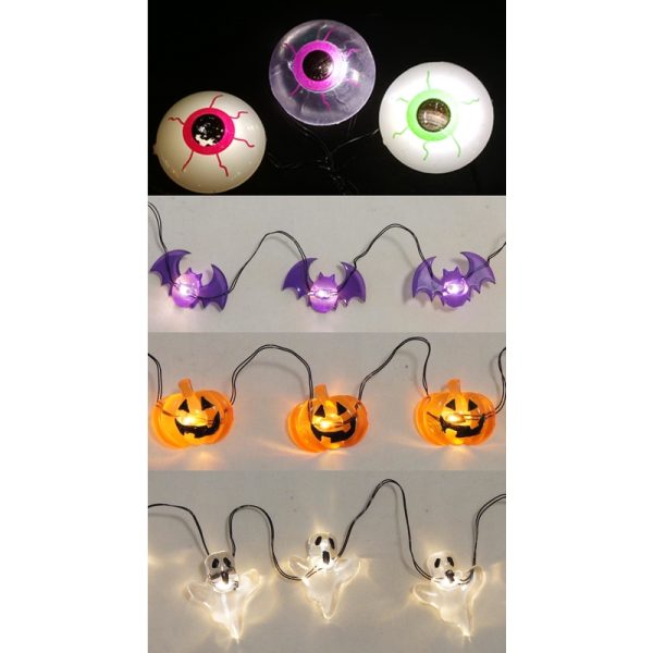 Celebrations Warm White LED Prelit Eyeballs/Bats/Pumpkins/Flying Ghosts Lights