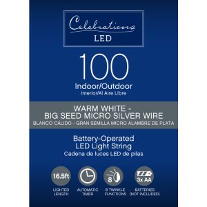 Celebrations LED Micro Dot/Fairy Clear/Warm White 100 ct String Christmas Lights 16.5 ft.
