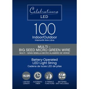 Celebrations LED Micro Dot/Fairy Multicolored 100 ct String Christmas Lights 16.5 ft.