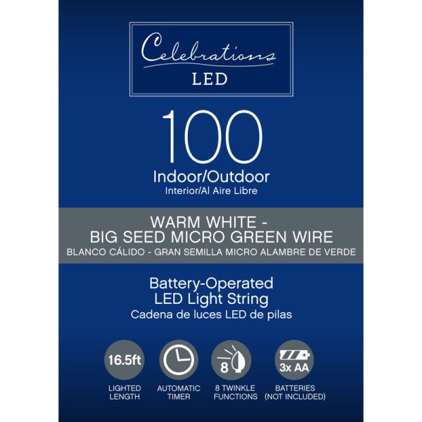 Celebrations LED Micro Dot/Fairy Clear/Warm White 100 ct String Christmas Lights 16.5 ft.