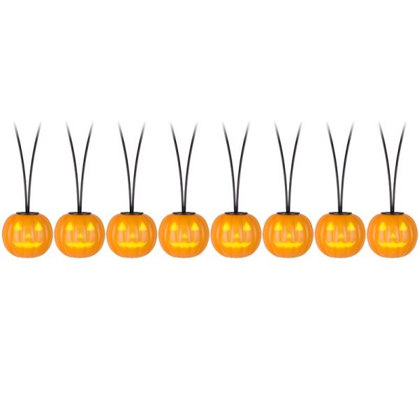 Gemmy White 2.7559 in. LED Prelit Musical Jack-O-Lantern Light String Halloween Decor