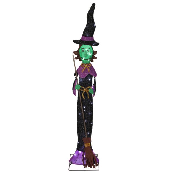 Celebrations Halloween Cool White 48.75 in. LED Prelit Witch Yard Decor