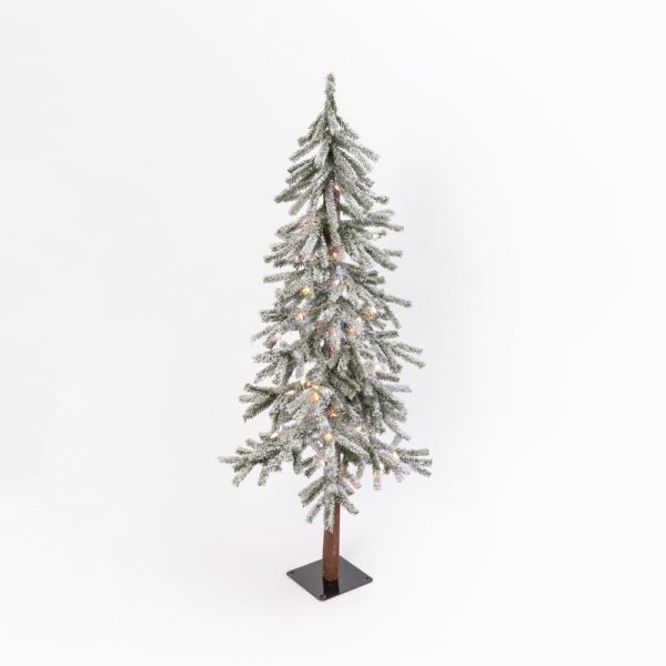 Gerson 5 ft. Slim LED 150 ct Flocked Alpine Christmas Tree
