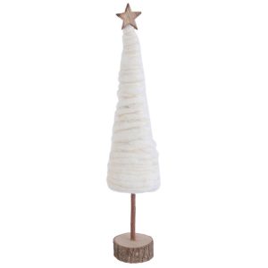 Creative Co-Op Cream Wool Tree with Glitter & Gold Star Indoor Christmas Decor