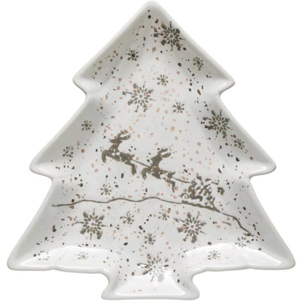 Creative Co-Op White Serving Plate Indoor Christmas Decor