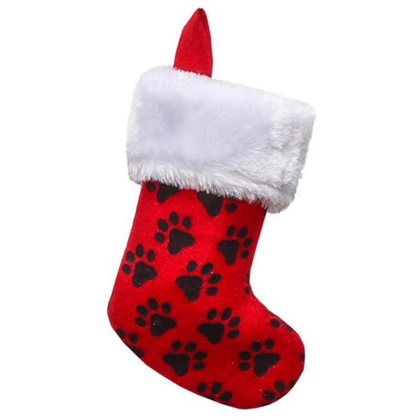 Dyno Multicolored Fleece Paw print Indoor Christmas Decor