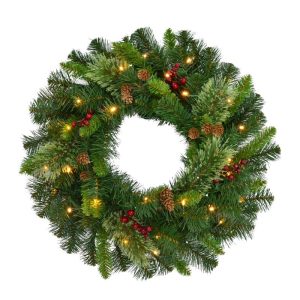 Celebrations Home 24 in. D LED Prelit Warm White Wreath