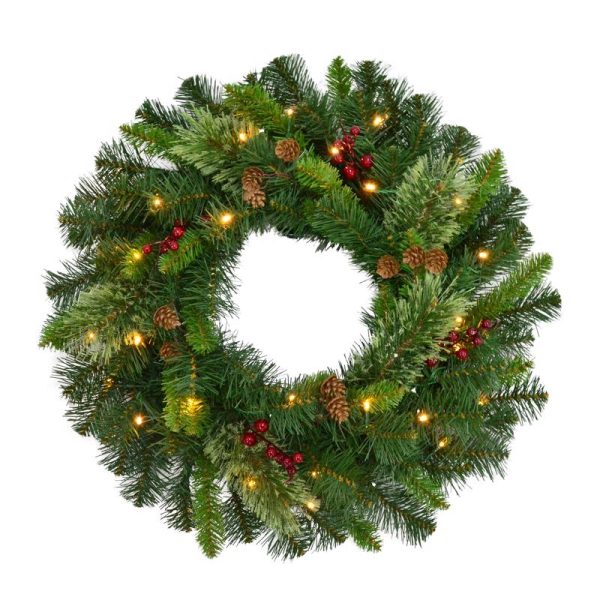 Celebrations Home 24 in. D LED Prelit Warm White Wreath