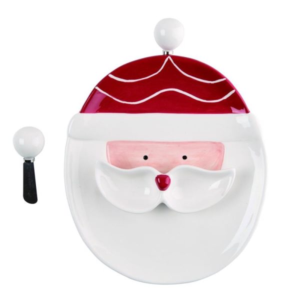 Transpac Red/White Dolomite Gnome Santa Chip & Dip Indoor Christmas Decor