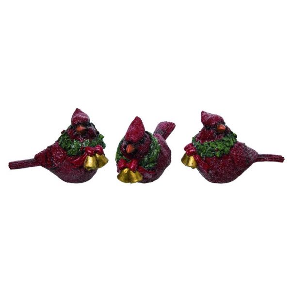 Transpac Red Cardinal with Wreath Figurine Indoor Christmas Decor