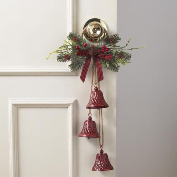Gerson Red Bell Door Knocker Indoor Christmas Decor 18 in.