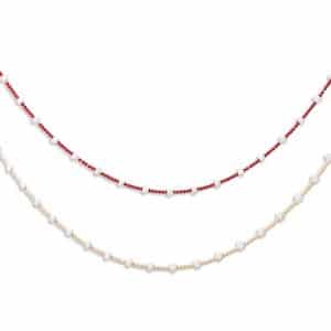 Gerson Red/Natural Beads Chain/Pom Pom Ball Indoor Christmas Decor 72 in.