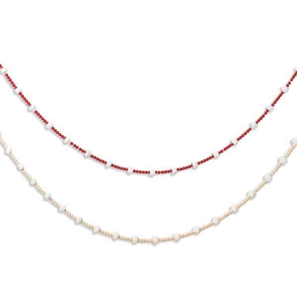 Gerson Red/Natural Beads Chain/Pom Pom Ball Indoor Christmas Decor 72 in.