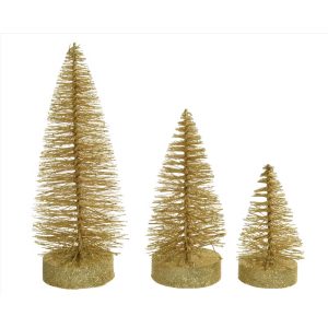 Decoris Christmas Glitter Bottle Brush tree 3 pc