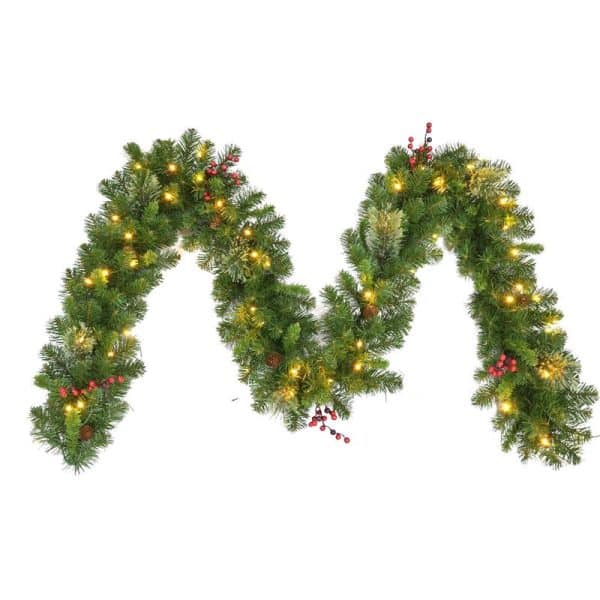 Celebrations Home 10 in. D X 9 ft. L LED Prelit Warm White Garland