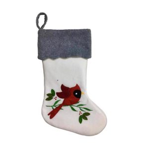 Celebrations Home Multicolored Plush Cardinal Stocking Indoor Christmas Decor