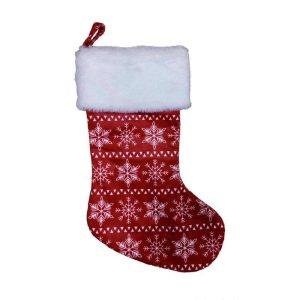 Celebrations Home Red/White Fair Isle With Faux Fur Stocking Indoor Christmas Decor