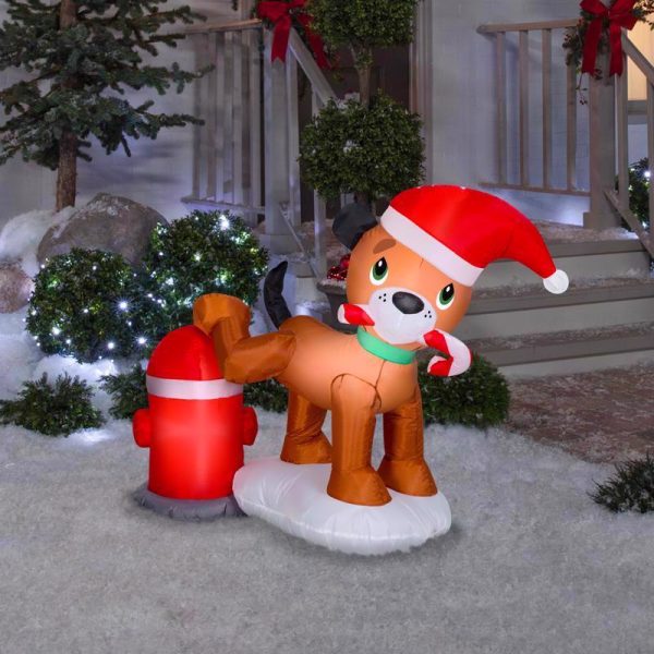Gemmy Airblown LED 3.5 ft. Dog with Fire Hydrant Scene Inflatable